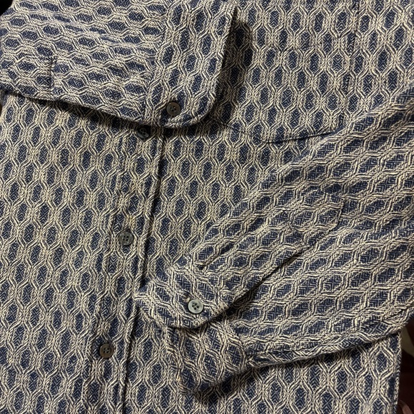 Vintage Pendleton 100% Virgin Wool Long Sleeve Button Down Sz M Blue Geometric - Picture 9 of 10